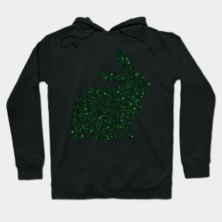 Dark Green Faux Glitter Easter Bunny Hoodie